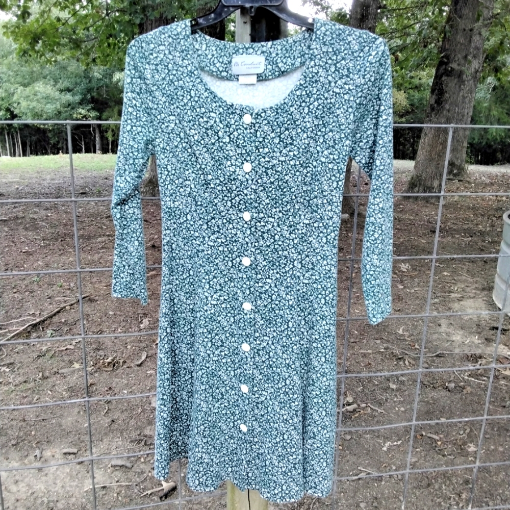 Vintage Ms. Conduct California Women's Jersey Green and White Mini Dress 8